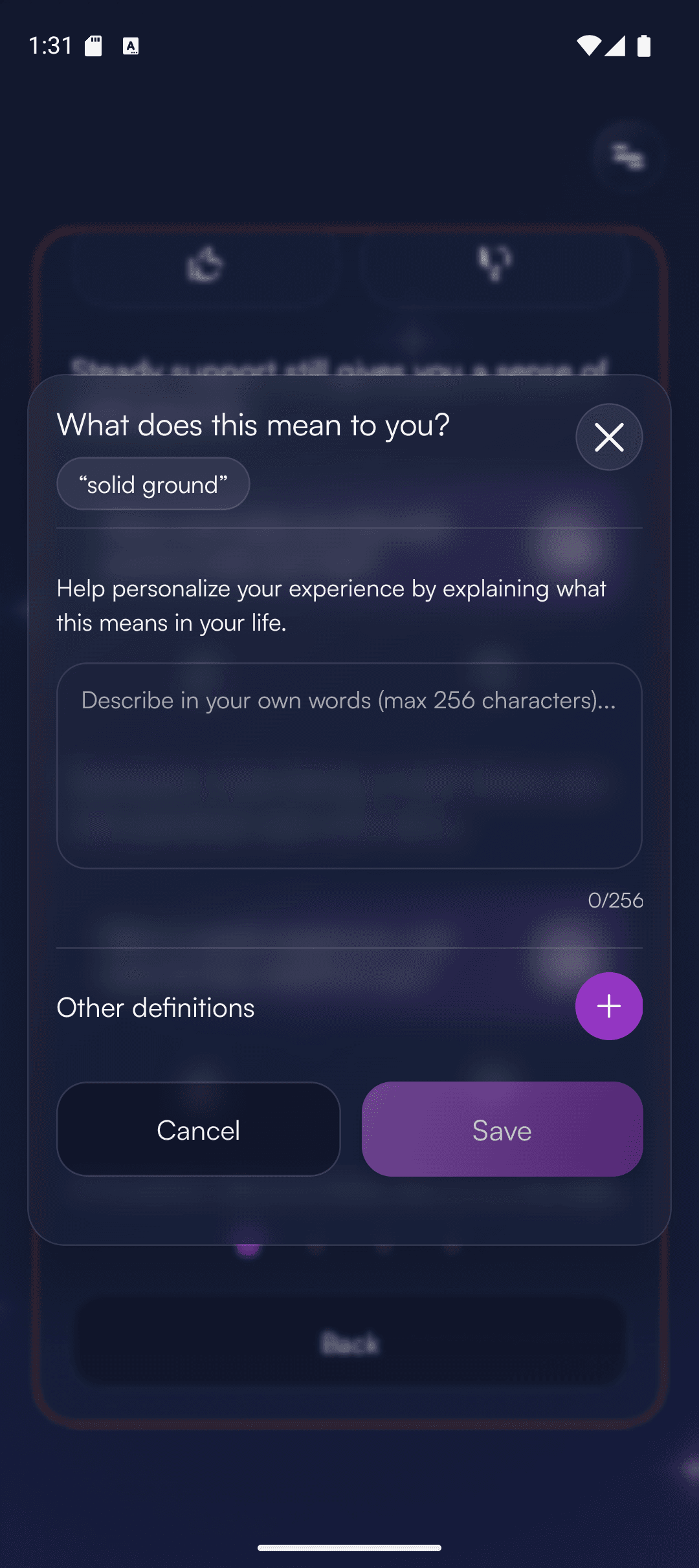 Diary meaning dialog asking what something means to you